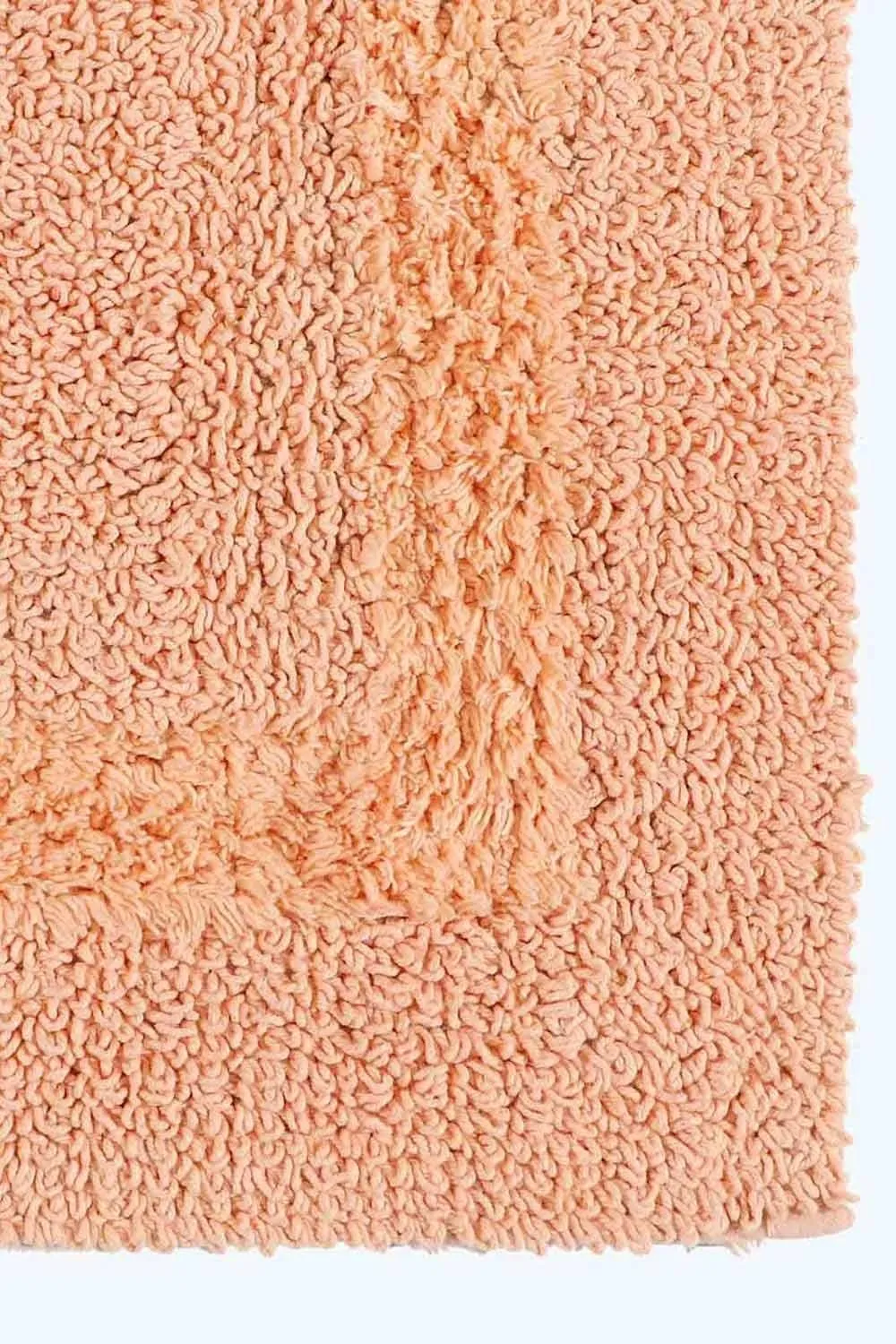 Homescapes Luxury Square Bath Mat 1600GSM 100% Cotton Reversible Shower Mat, 50cm in Peach 2