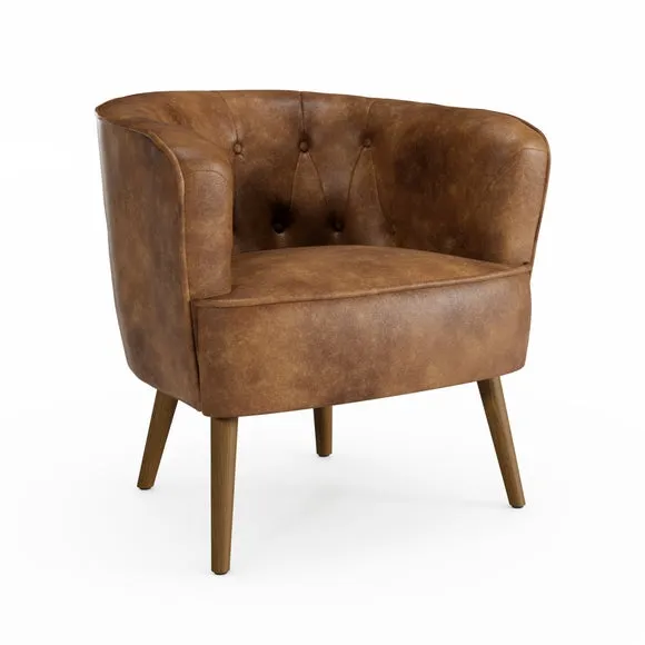 Cindi Button Back Faux Leather Tub Chair 6