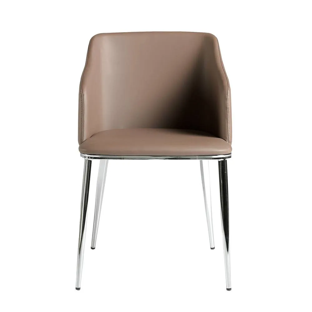 Angel Cerda Brown Leatherette Dining Chair with Armrests and 2