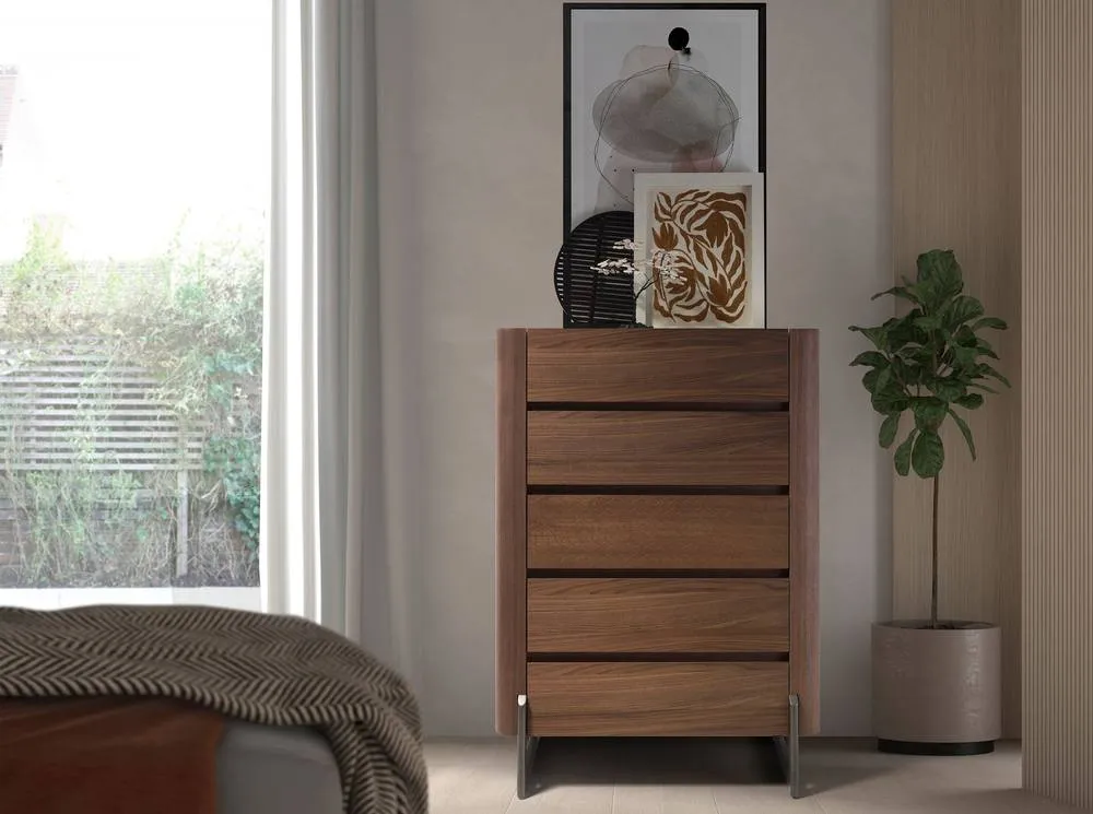 Angel Cerda Walnut Veneer Chiffonier with Porcelain Marble Top in Brown 3