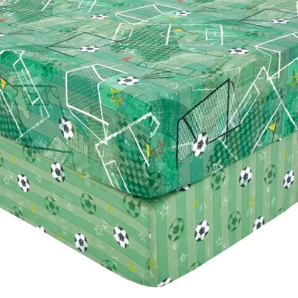 Pack of 2 Football Pitch Fitted Bed Sheets 3