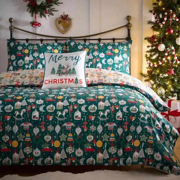 Fusion Christmas Ornaments Polycotton Duvet Cover & Pillowcase Set 6