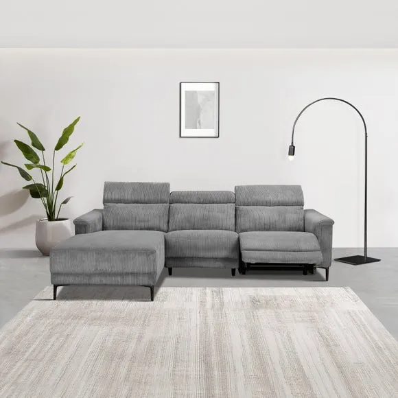 Lund Corduroy Power Recliner 3 Seater Chaise Sofa 3