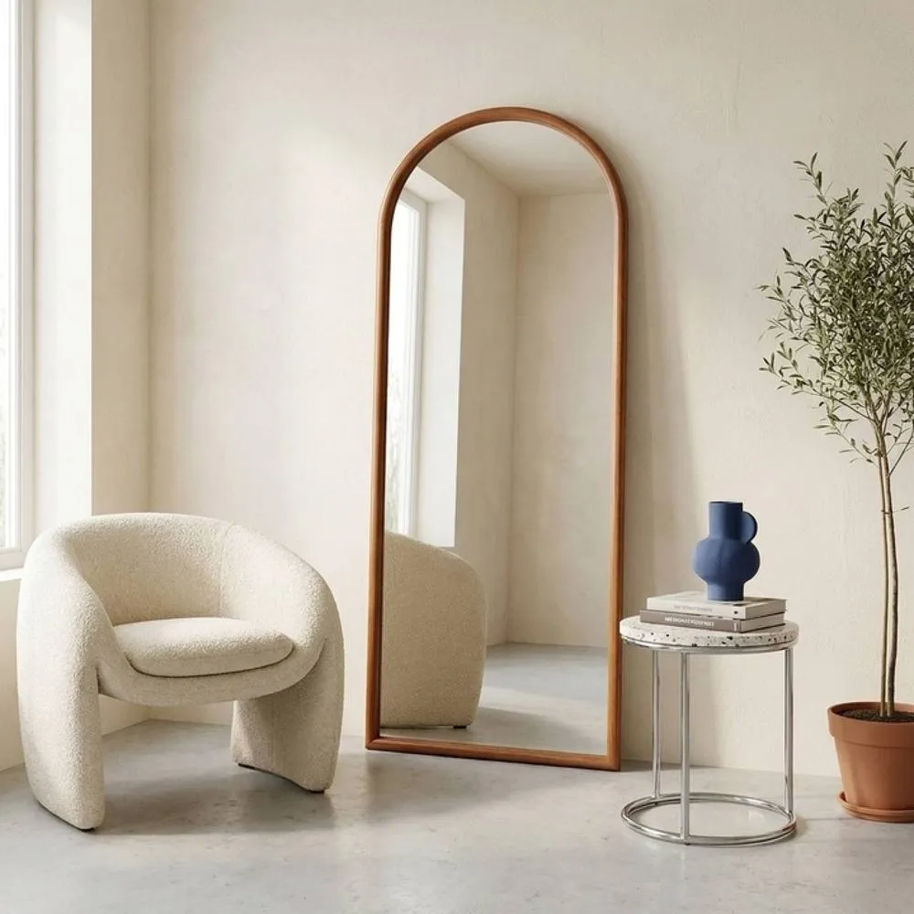 sweeek Arched wall mirror pine wood in Dark Brown 2