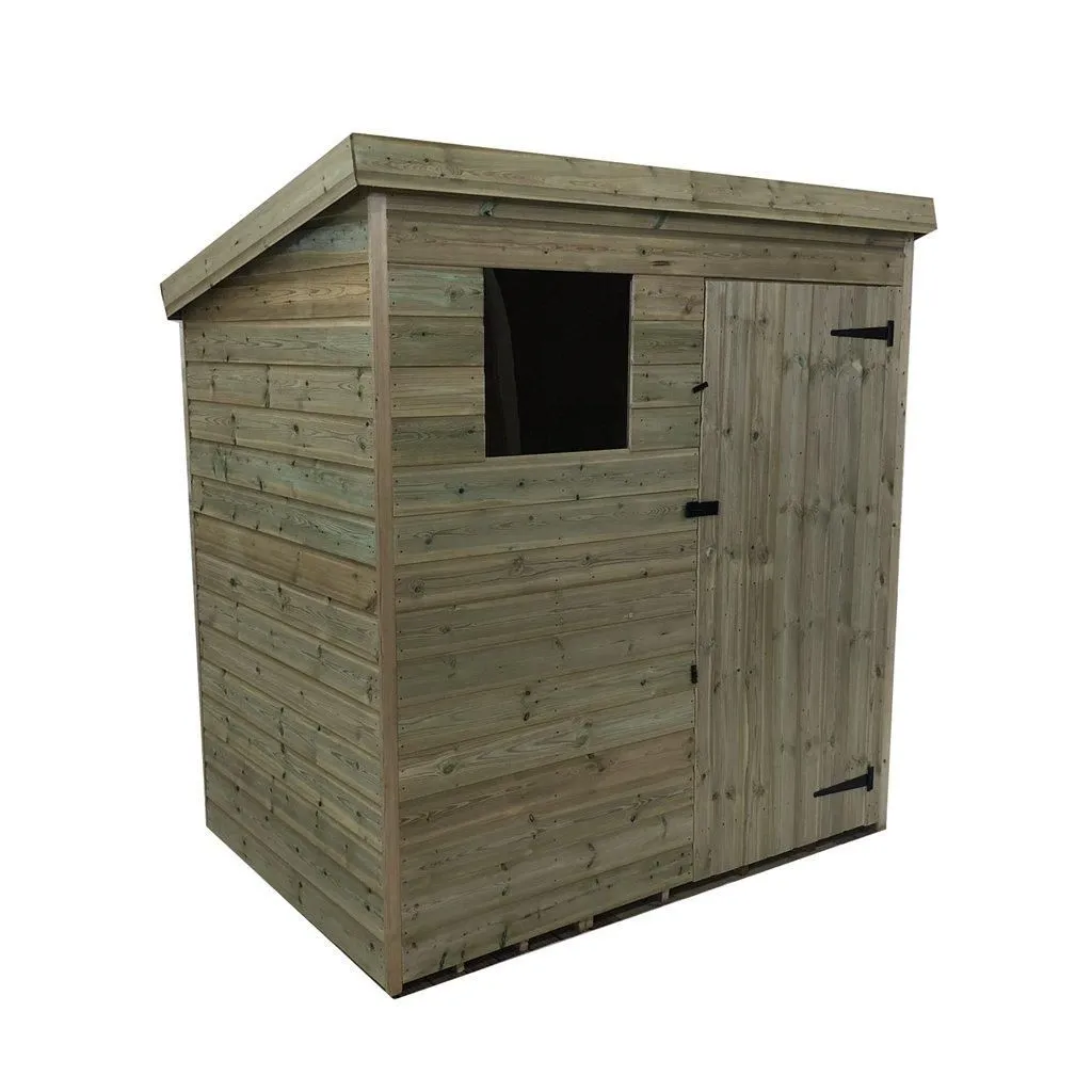 Marlborough 6 x 5 Pressure Treated Pent Garden Shed with Single Door in Natural 5