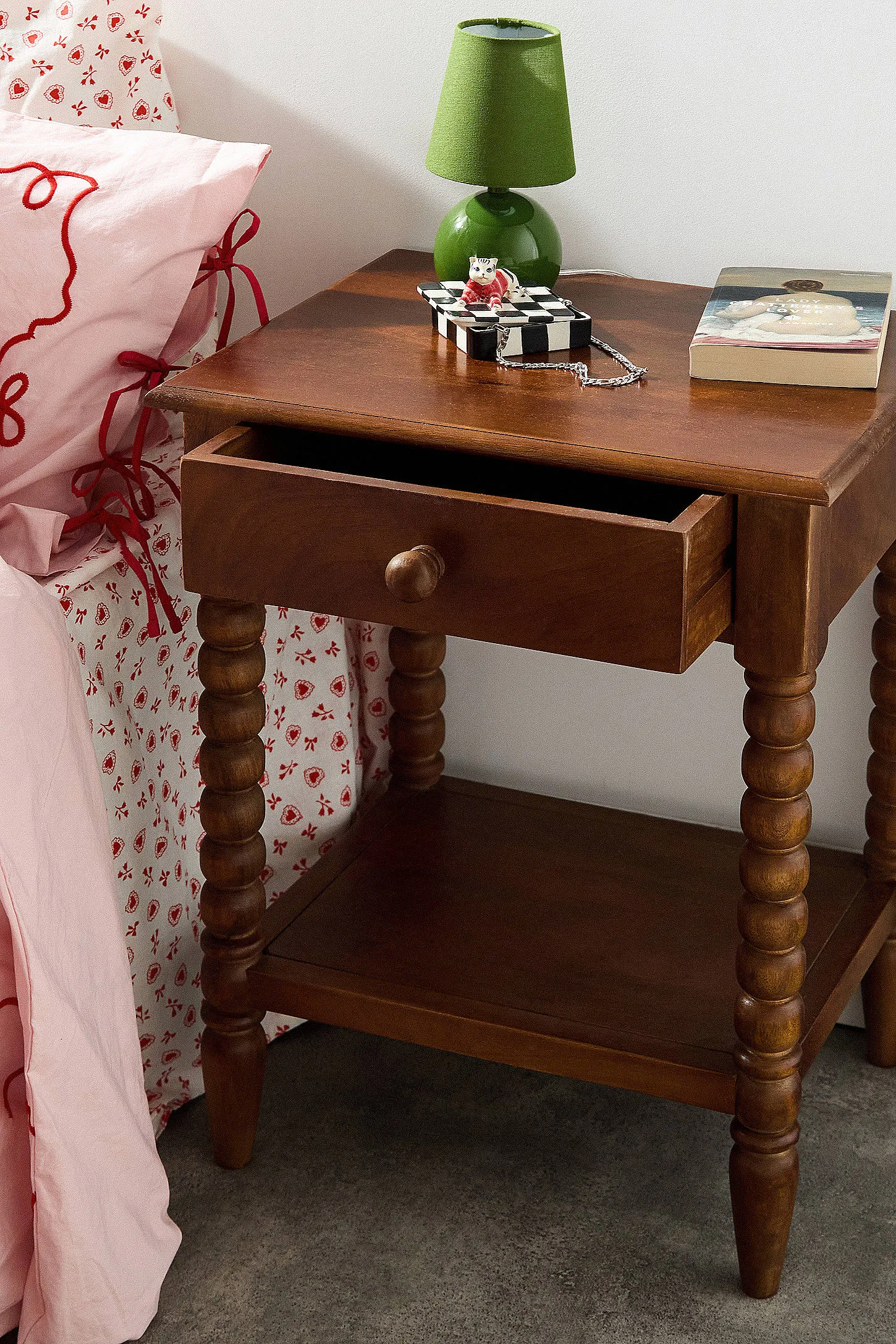 Brown Spindle Nightstand - Neutral ALL 2