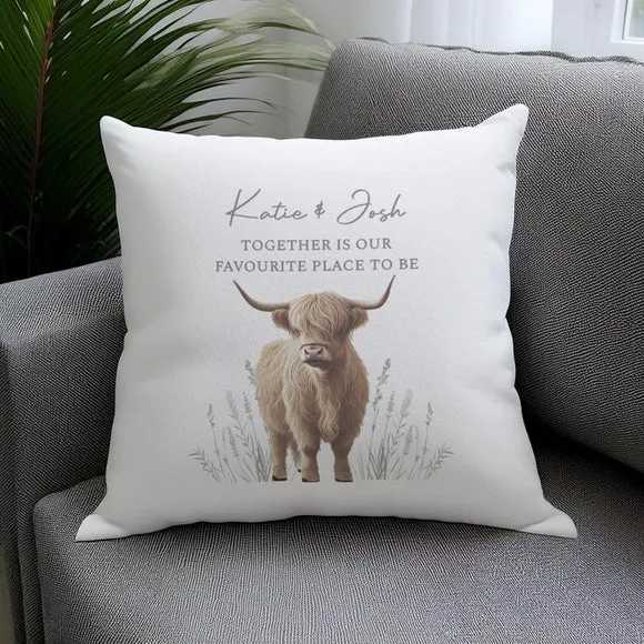 Personalised Highland Cow Square Cushion 3