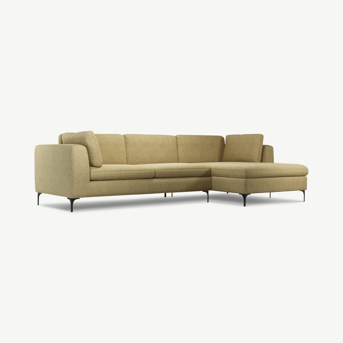 Monterosso Right Hand Facing Chaise End Sofa, Mustard Yellow Textured Fabric with Black Legs