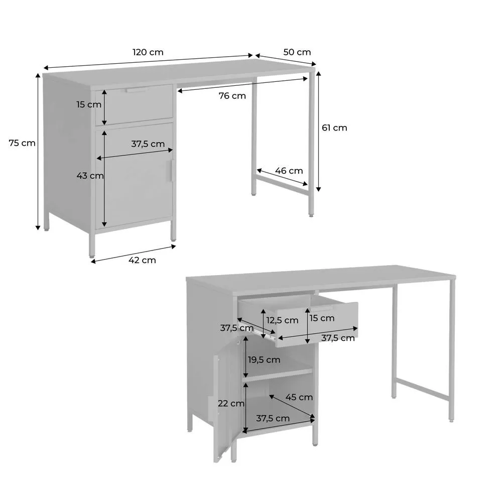 sweeek Laminated steel children's desk 1 drawer in Black 5