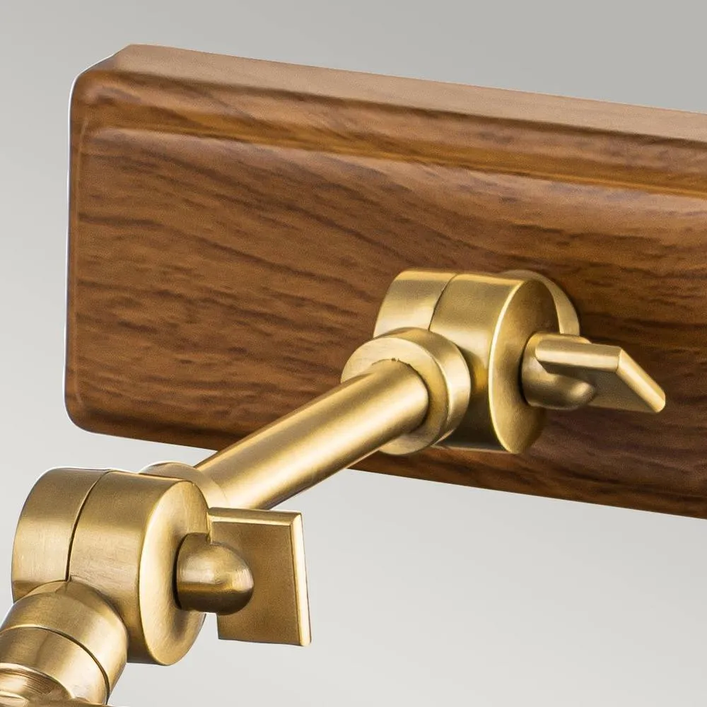 Netlighting Winchfield 2 Light Medium Picture Light Aged Brass & Oak Effect in Bronze 4