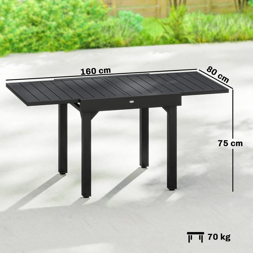 OUTSUNNY Expandable Patio Table for 4-6 People with Slatted Top, Black 3