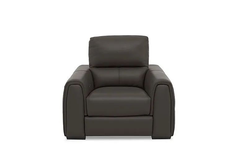 Flex Leather Power Recliner Armchair with Storage Arms - Dark Chocolate