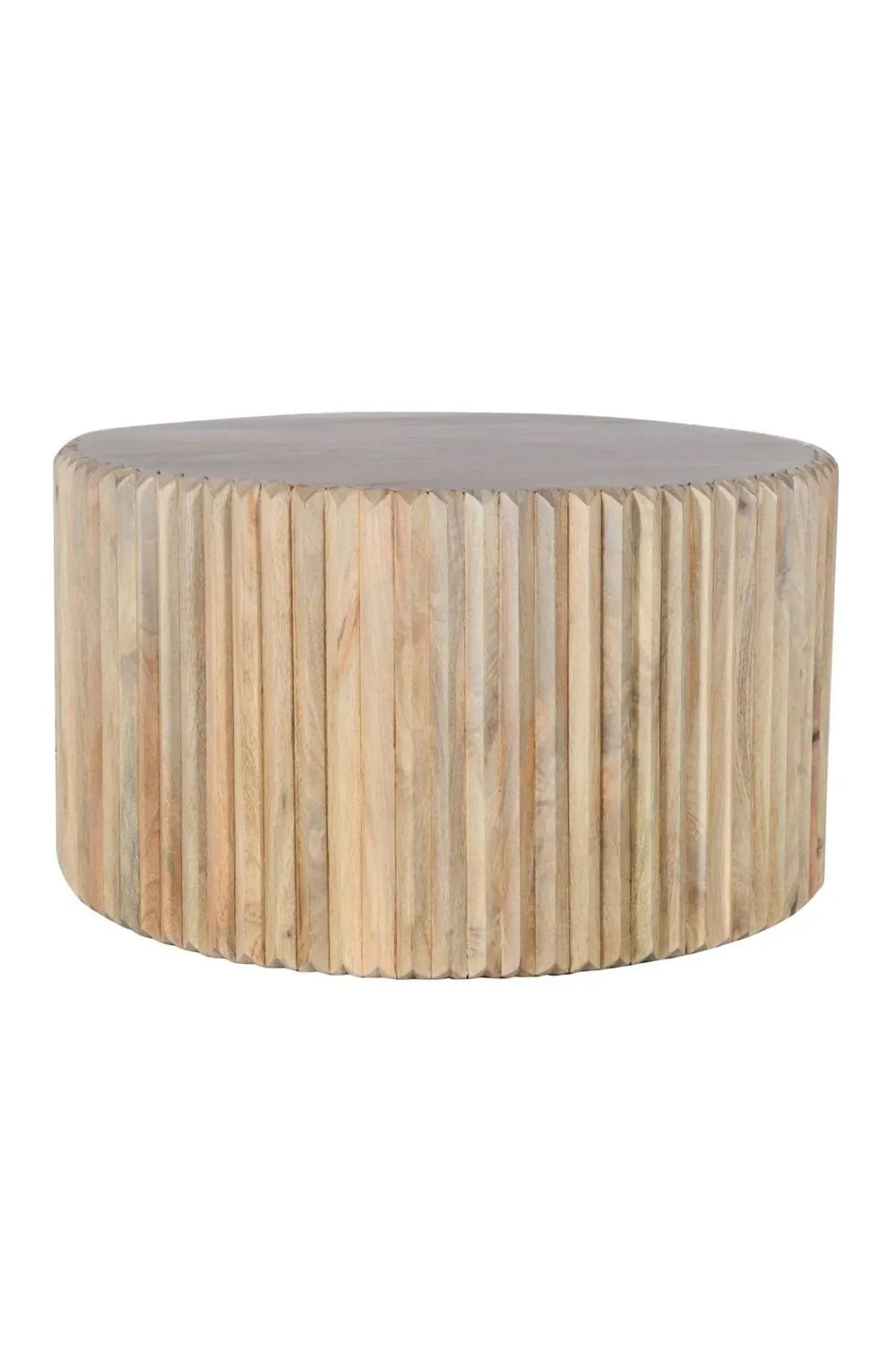 IH Design Baffins Carved Mango Wood Round Coffee Table 80cm in Brown 2