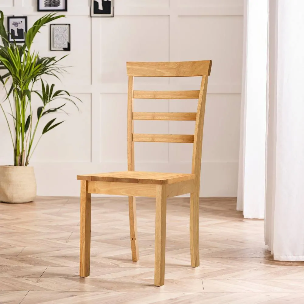 FurnitureboxUK 2x Whitby Oak Effect Solid Wood Dining Chairs in Light Brown 2