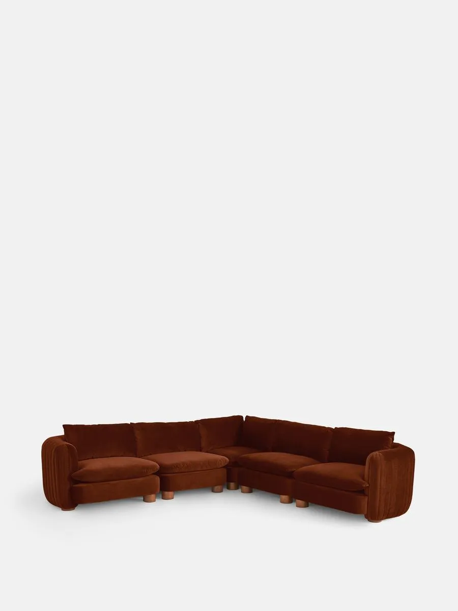 Vivienne Modular Corner Sofa, Velvet Rust