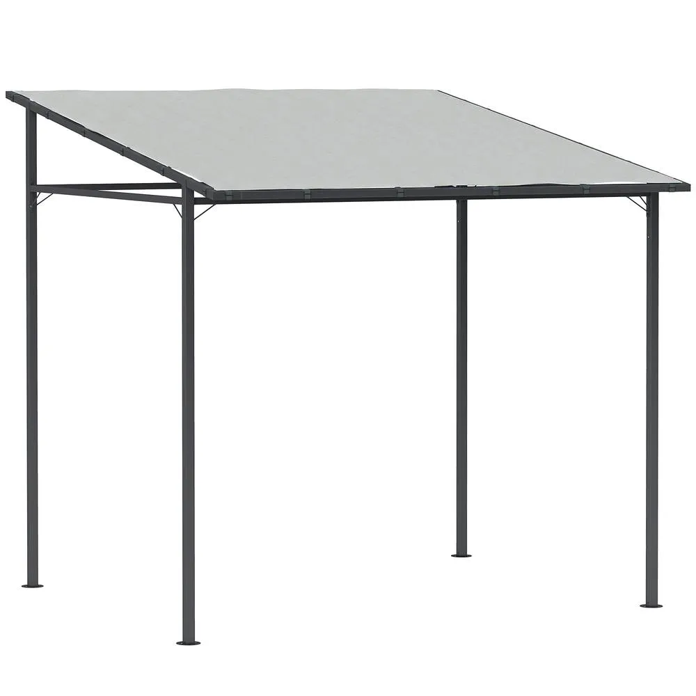 OUTSUNNY 2.4 x 2.4 m Wall Mounted Pergola Gazebo, UPF30+, Light Grey 2