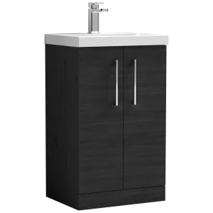 Nuie Arno Charcoal Black 2 Door Vanity Unit & Basin - 840 x 510mm