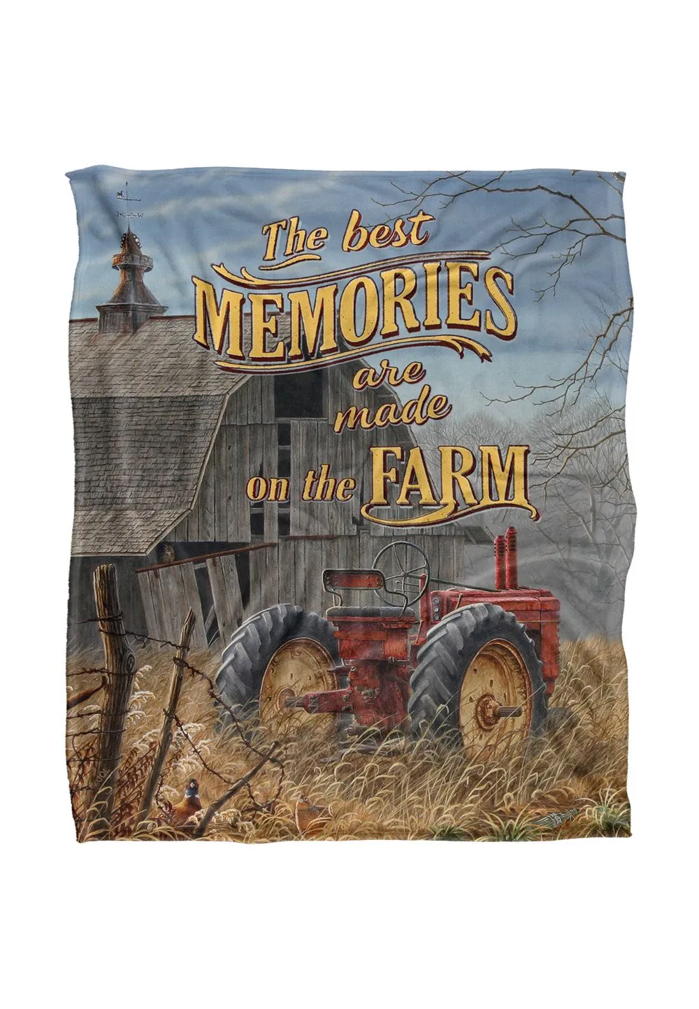 JQ Licensing Lz-Jp On The Farm Tractor Silky Touch Super Soft Throw Blanket 152 X 127 cm in White
