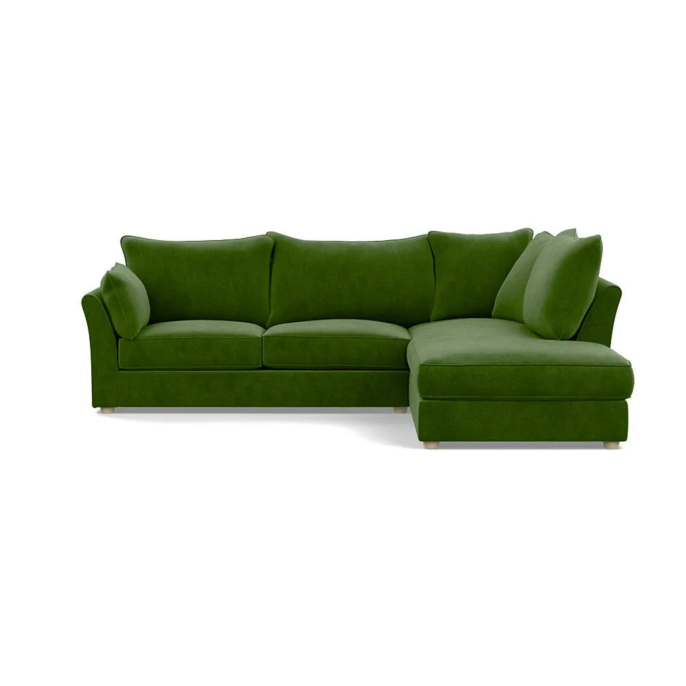Heal's Tailor Right Hand Facing Corner Sofa Smart Luxe Velvet Grass Natural Feet 1