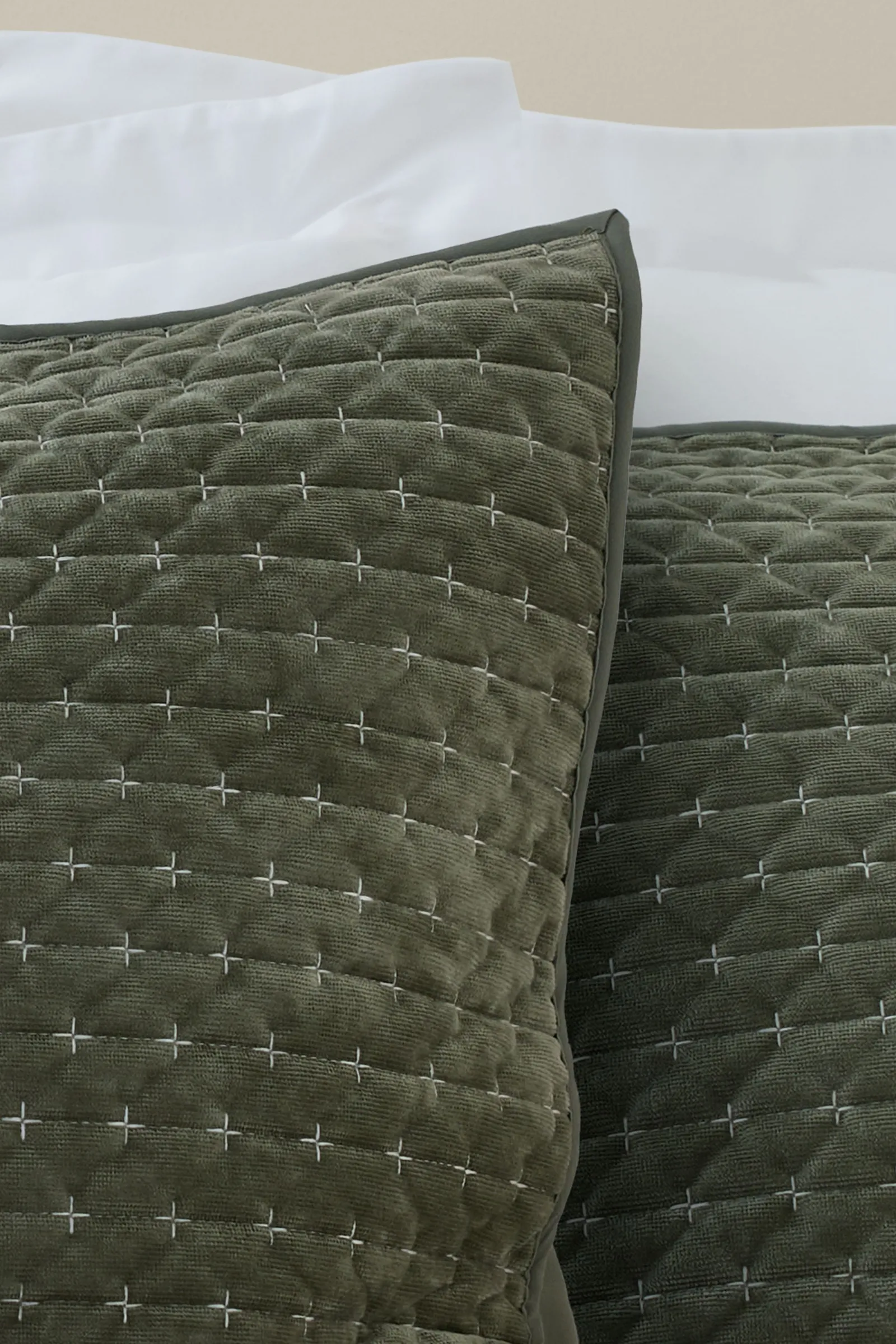 Bianca 'Attica Velvet' Embroidered Pillow sham Pair in Green 2