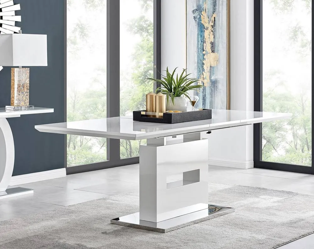 FurnitureboxUK Arezzo Large Extending Dining Table & 6 Milan Chairs in Grey 5
