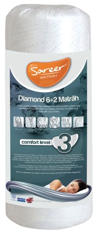 Sareer Furniture Limited Diamond 8 Inch Memory Foam Mattress in White 5