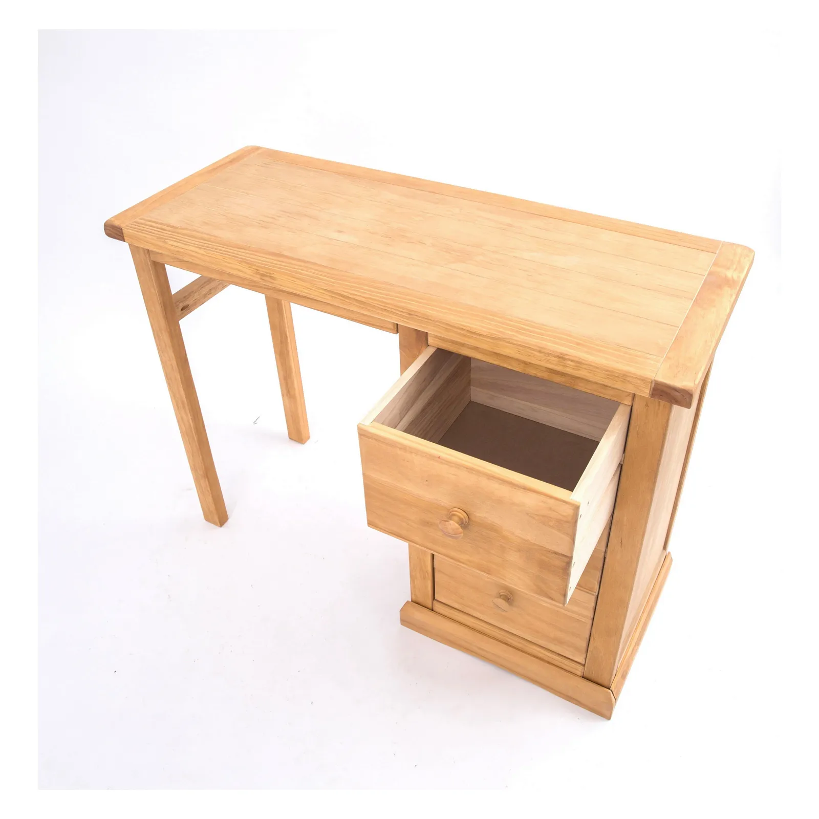 Cabinet Bits Lucca 3 Drawer Desk - Dressing Table Wood Knob in Light Brown 4