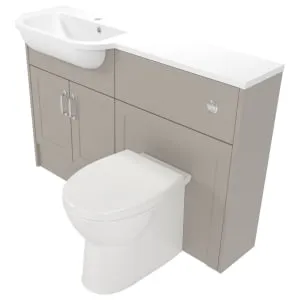 Deccado Padworth Soft Suede Left Hand 1200mm Slimline Fitted Vanity & Toilet Pan Unit Combination with Left Hand Basin