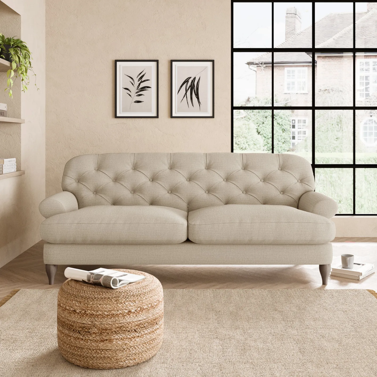 Canterbury Textured Weave 3 Seater Sofa Brown