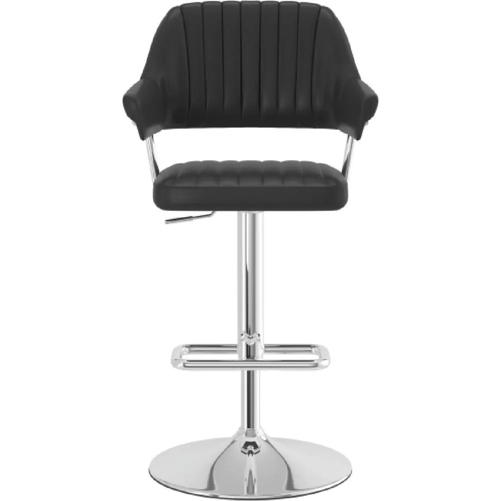 netfurniture Vibe Retro Adjustable Bar Stool Faux Leather Chrome Frame in Black