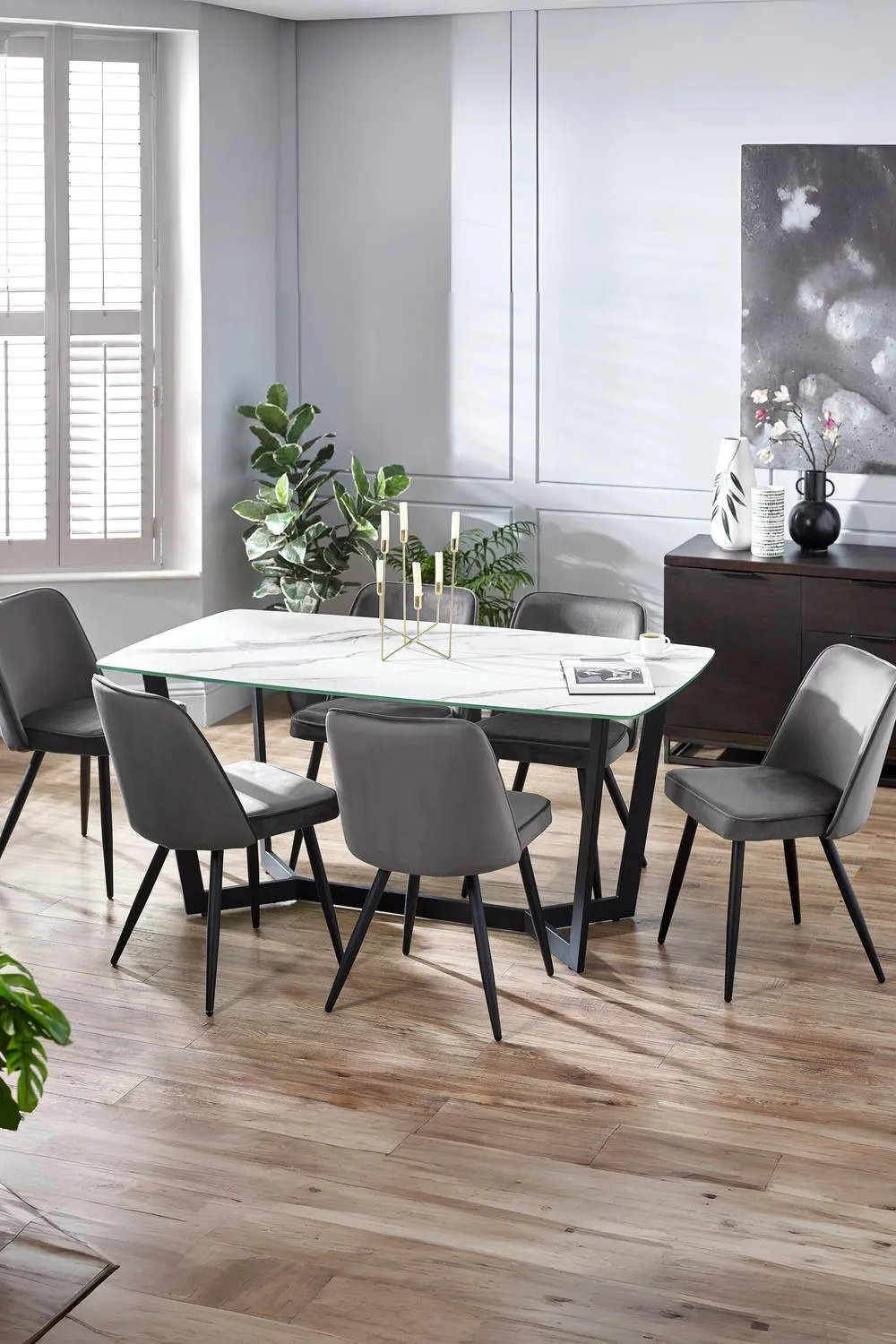 Julian Bowen Olympus Rectangular Glass Top 4-6 Dining Table in White 4
