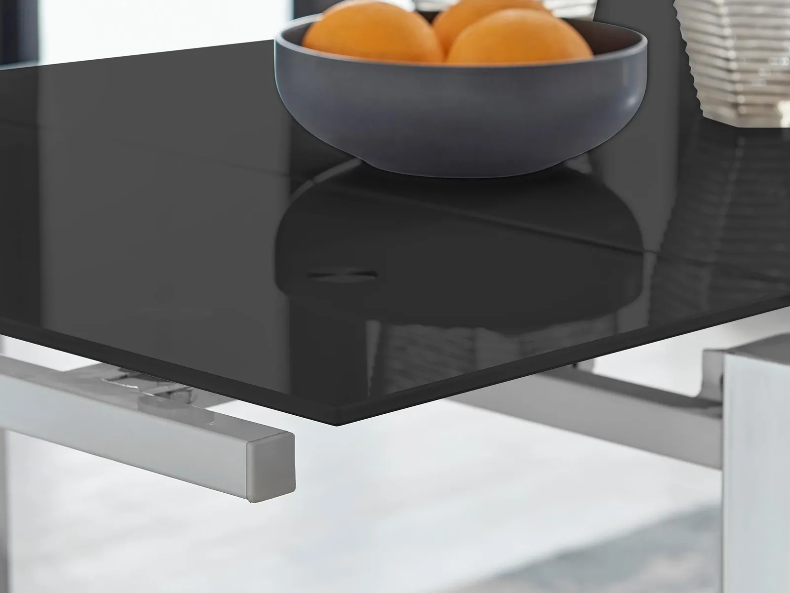 FurnitureboxUK Enna 170cm 6-Seater Chrome & Glass Extending Dining Table in Black 5