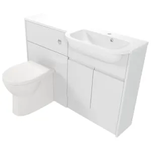 Deccado Clifton Bright White Right Hand 1200mm Slimline Fitted Vanity & Toilet Pan Unit Combination with Right Hand Basin