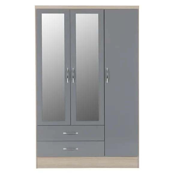 Nevada Triple 2 Drawer Wardrobe, Mirrored 4