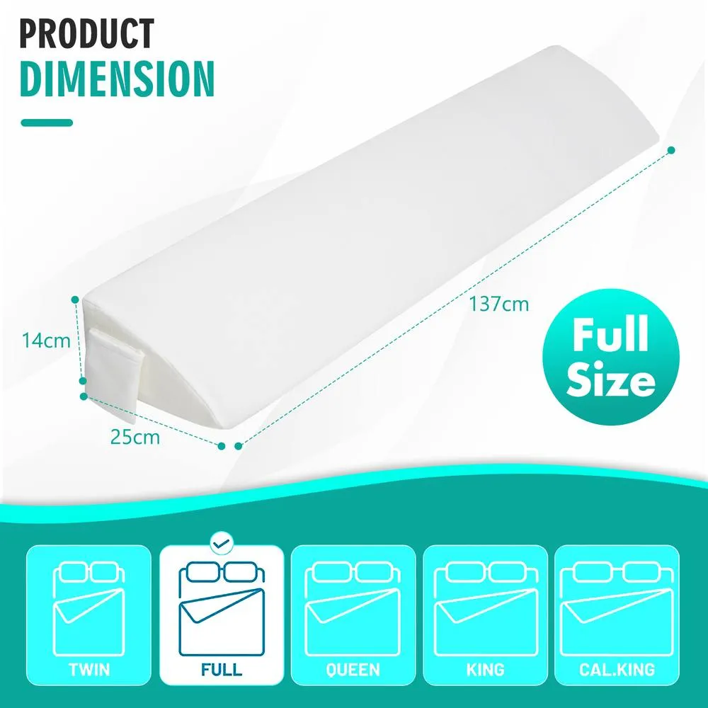 Costway Full Size Bed Wedge Pillow Bolster Triangle Pillow Long Gap Filler Side Pocket in White 2