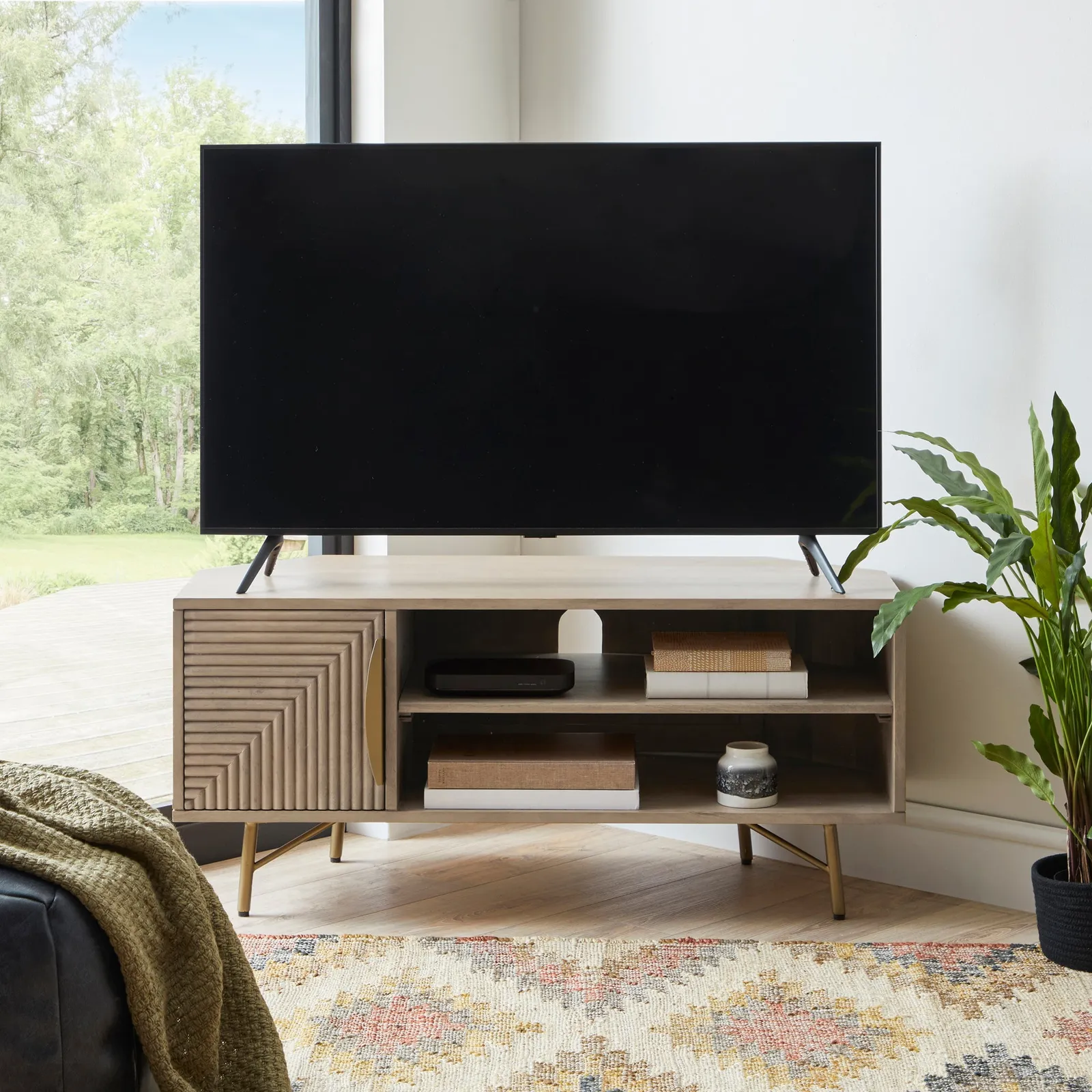 Priya Corner TV Stand Brown