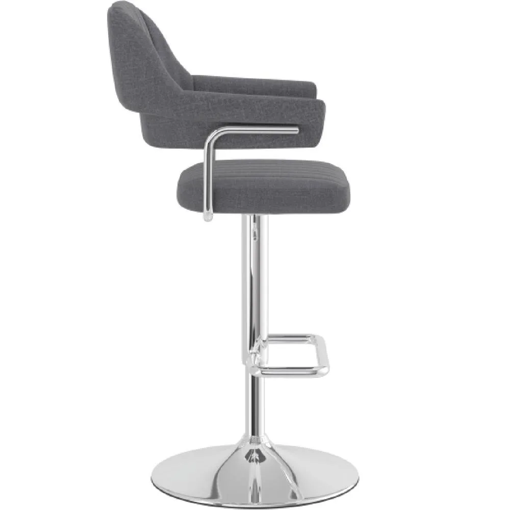 netfurniture Vibe Charcoal Adjustable Fabric Bar Stool with Arms in Grey 3