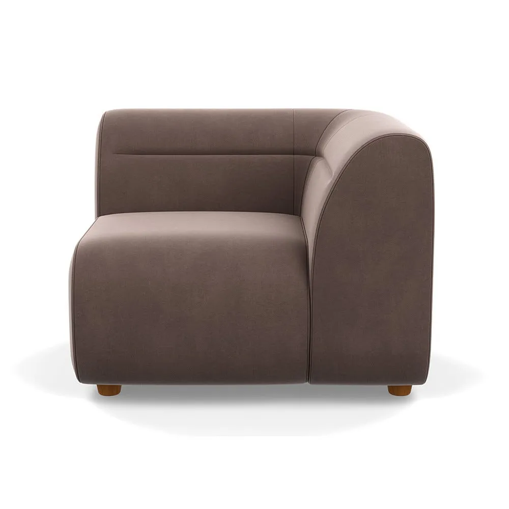 Heal's Lilli Corner Unit Right Module Smart Velvet Mouse Natural Beech Feet 1