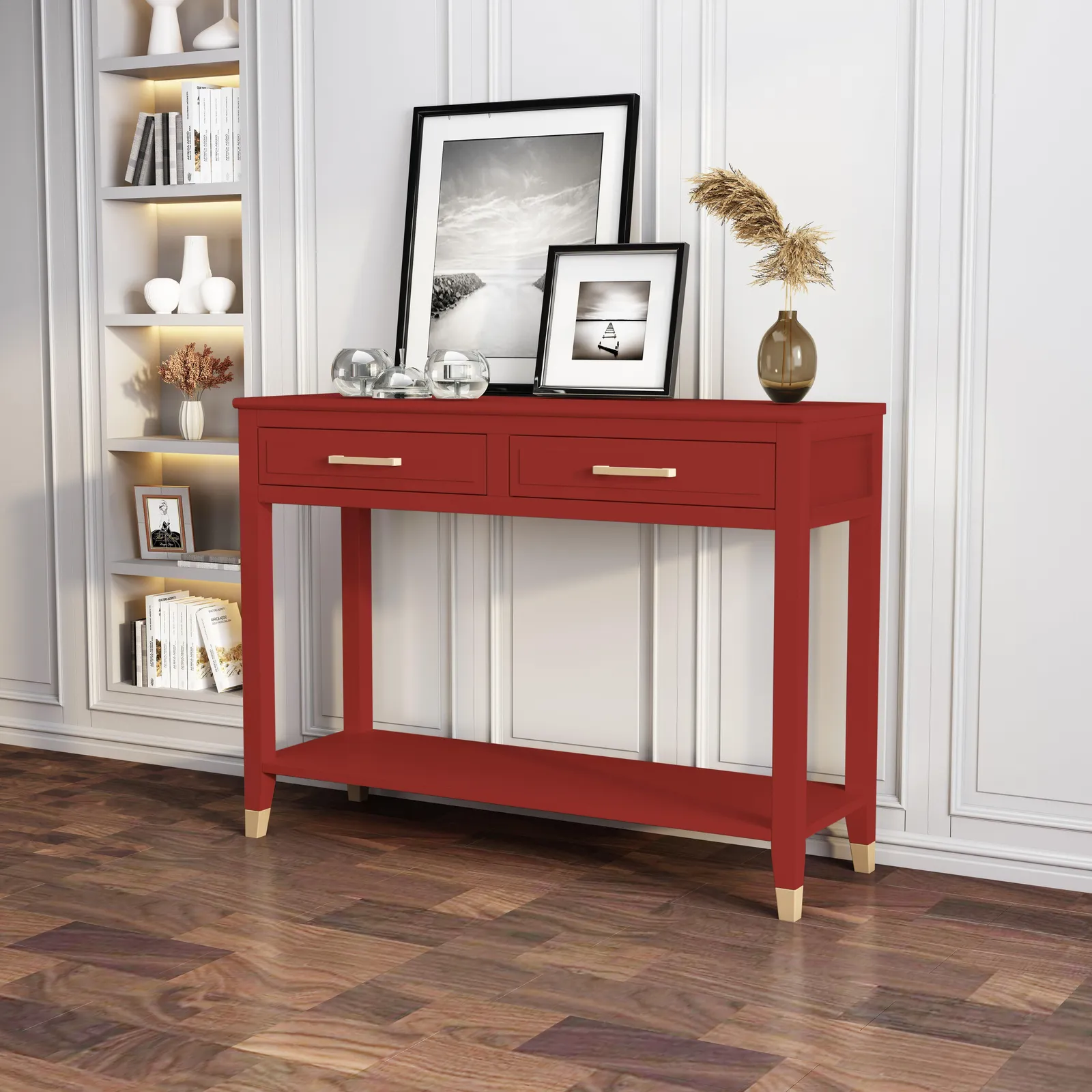 Cabinet Bits Palazzi 2 Drawer Console Table in Red 1