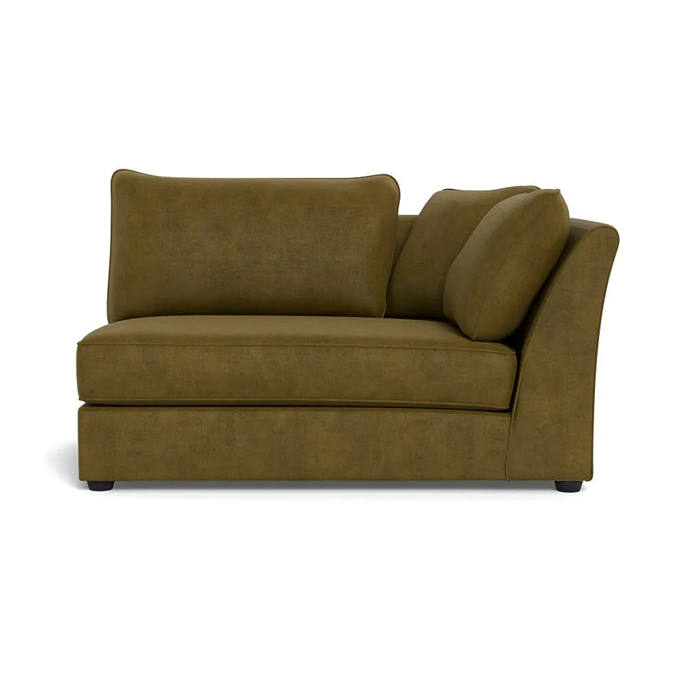 Heal's Tailor Large Curved Right Hand Facing Corner Unit Smart Luxe Velvet Peridot Black Beech Feet