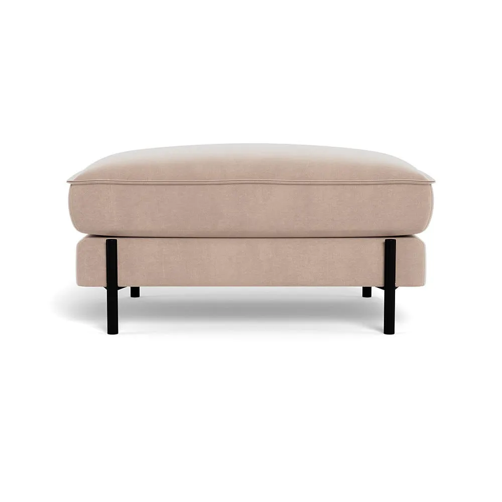 Heal's Tortona Footstool Smart Velvet Pebble Black Feet