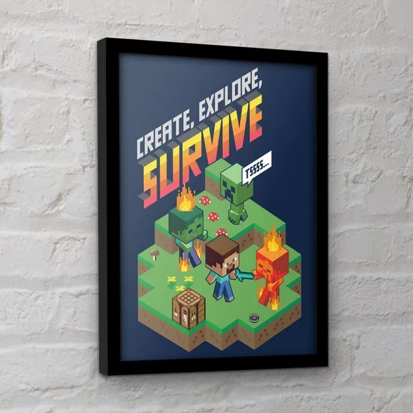 Minecraft Create Explore Survive Framed Print