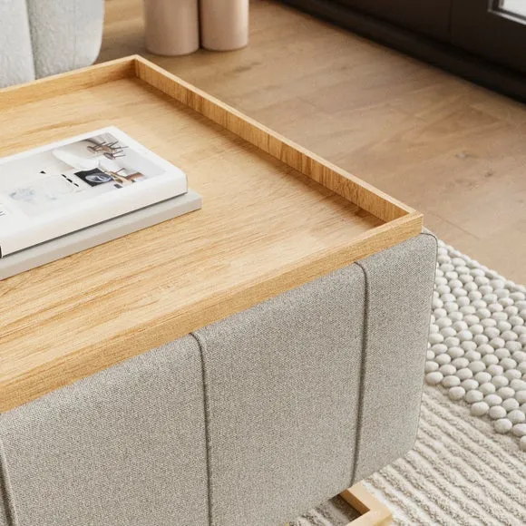 Holland Basketweave Square Tray Table Ottoman 5