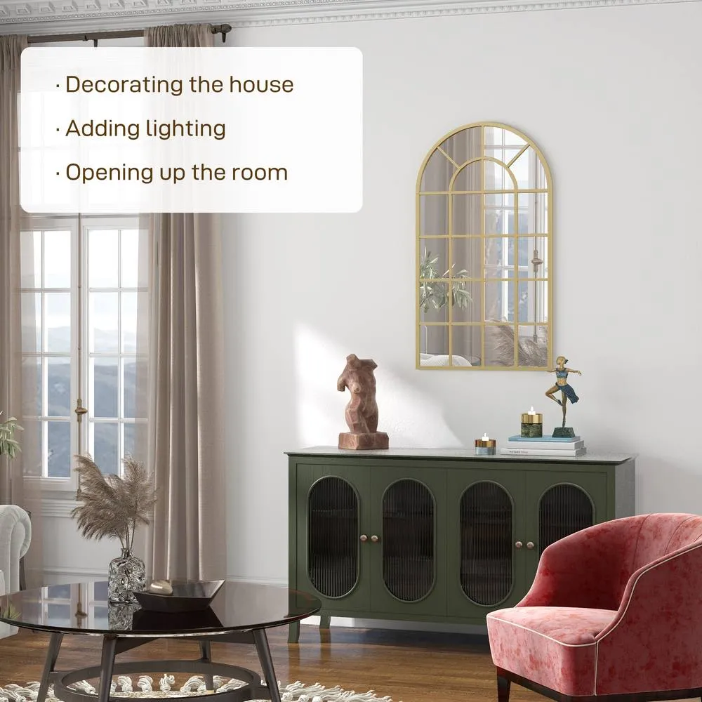HOMCOM Modern Arch Window Wall Mirror for Living Room Bedroom, Gold Tone 4