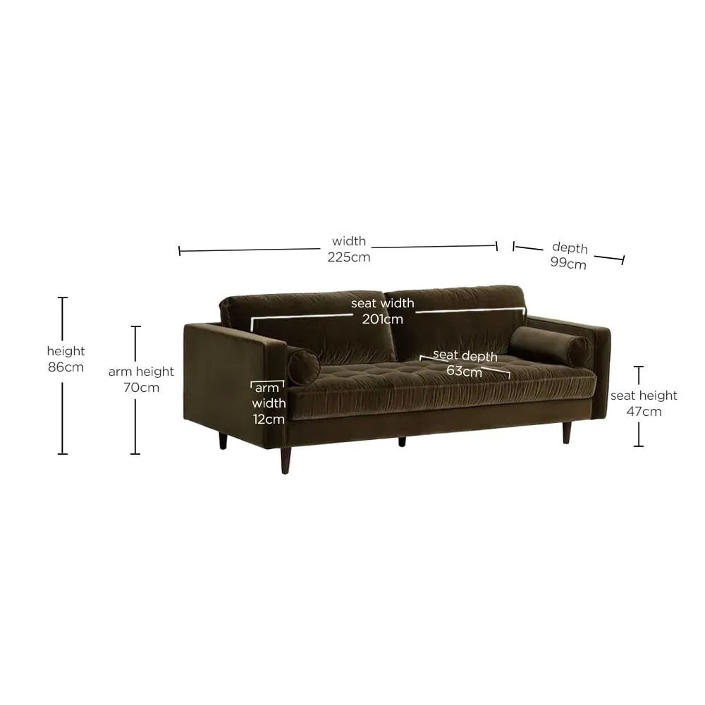Hemingway 3 Seater Sofa, Green Velvet | Barker & Stonehouse 3