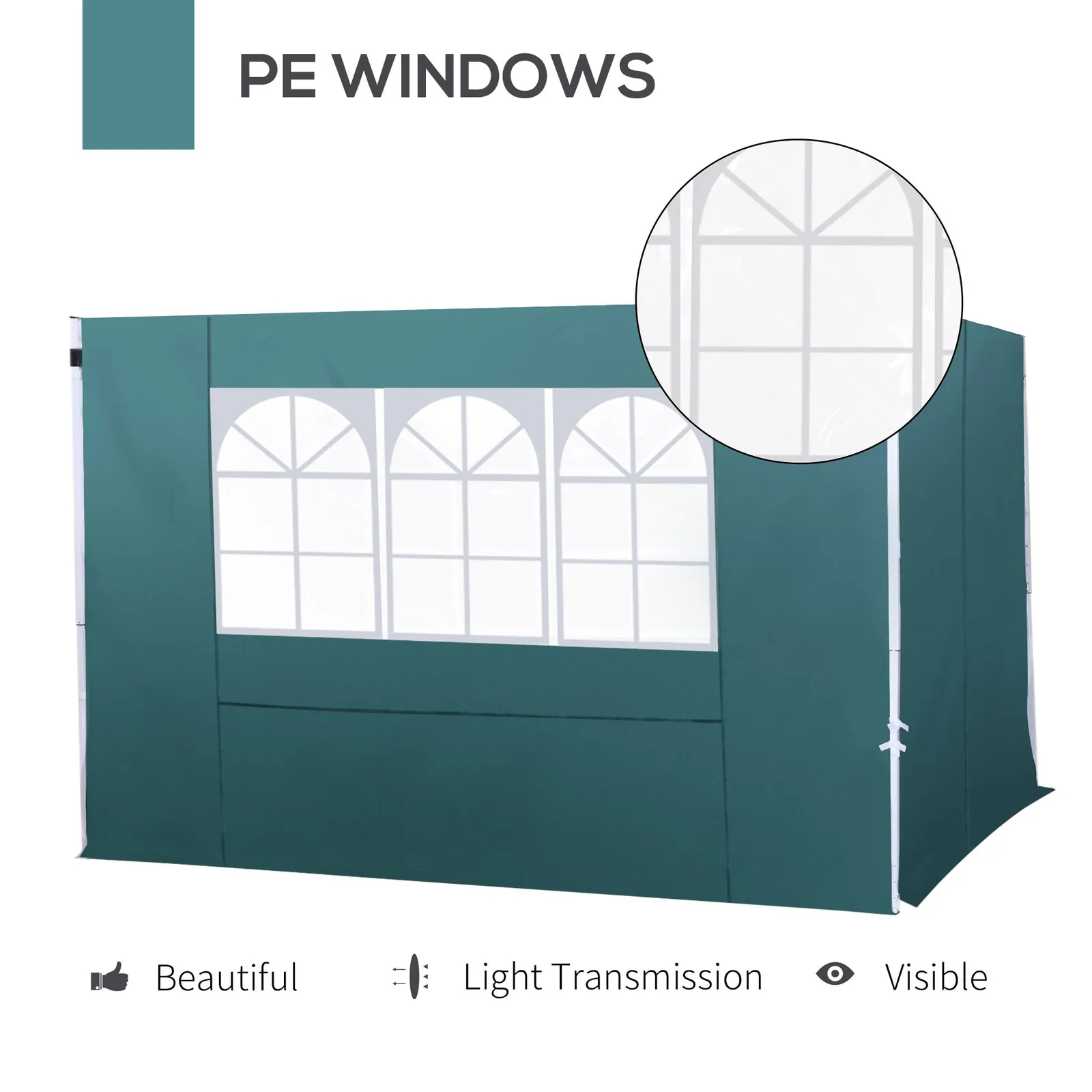 OUTSUNNY Gazebo Replacement Exchangeable Side Wall Panels w/ Window in Green 5
