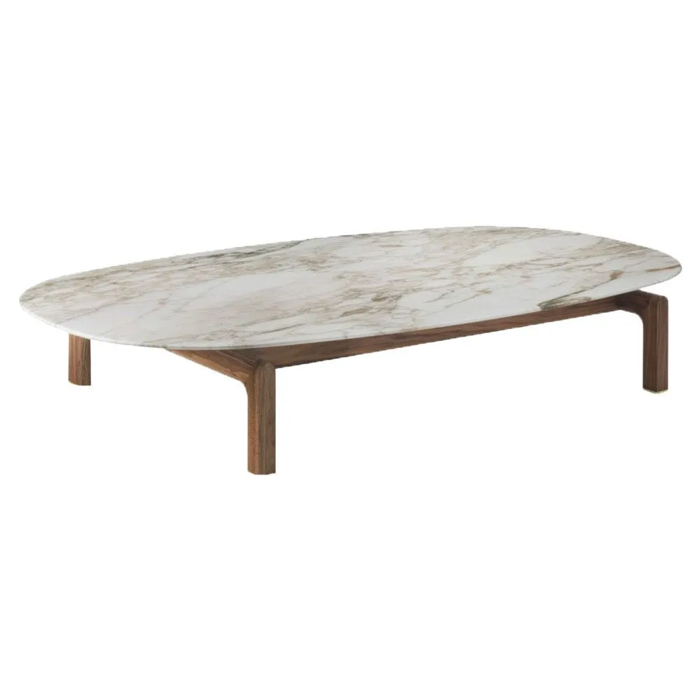 Porada Quay Ovale Coffee Table Canaletta Walnut Calacatta 2
