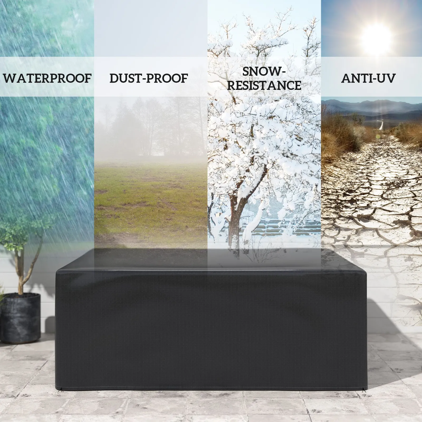 OUTSUNNY 235x190x90cm Large Patio Set Outdoor Garden Furniture Cover Black 4