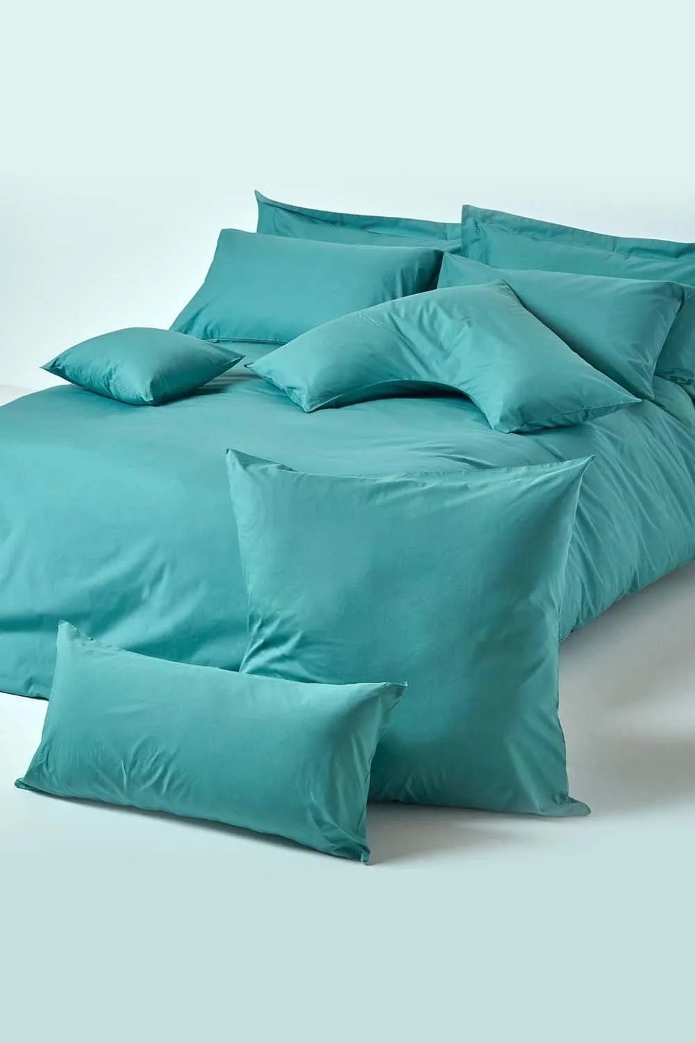 Homescapes Continental Egyptian Cotton Pillowcase 200 TC, 80 x 80 cm in Teal 4
