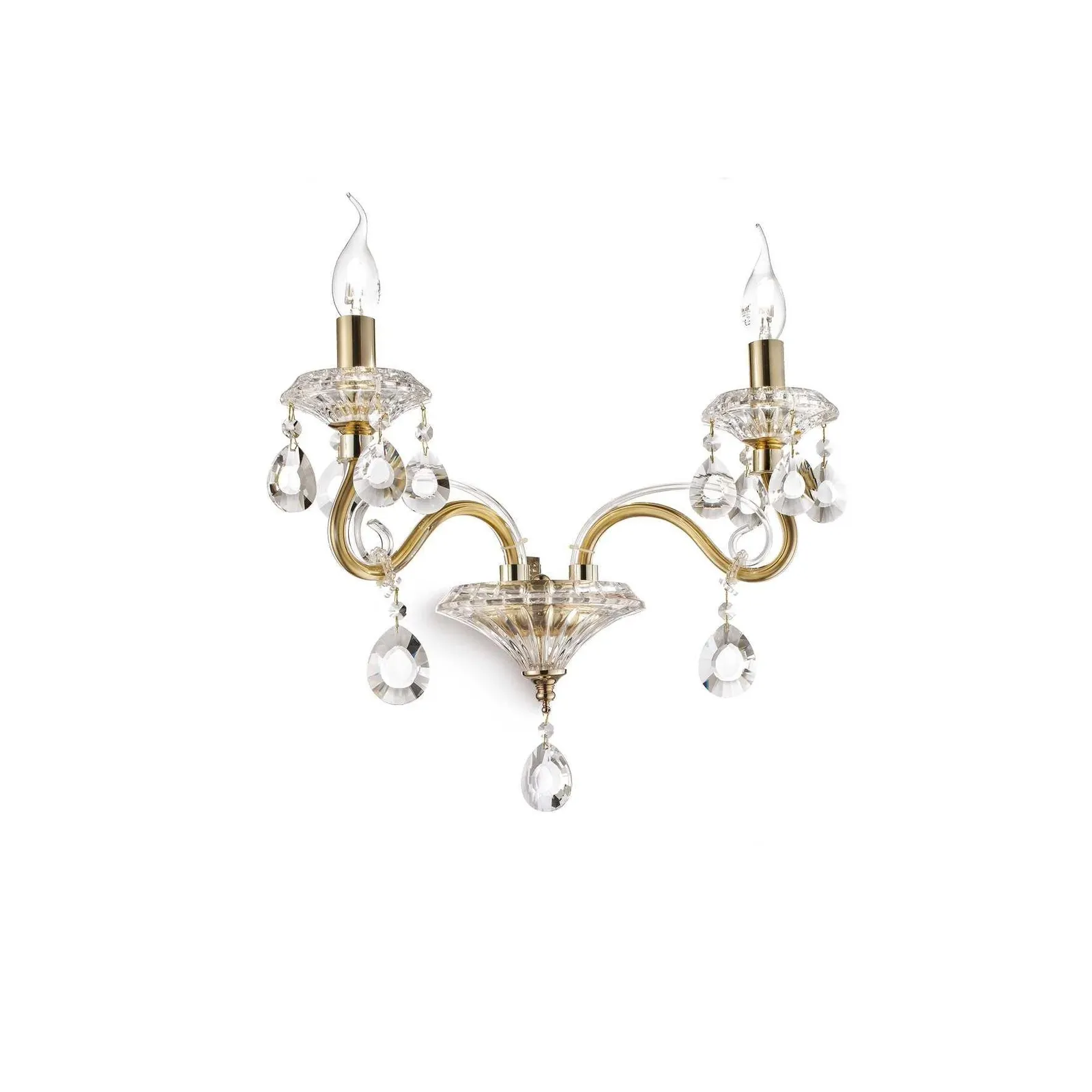 Netlighting Negresco 2 Light Indoor Candle Wall Light Gold E14
